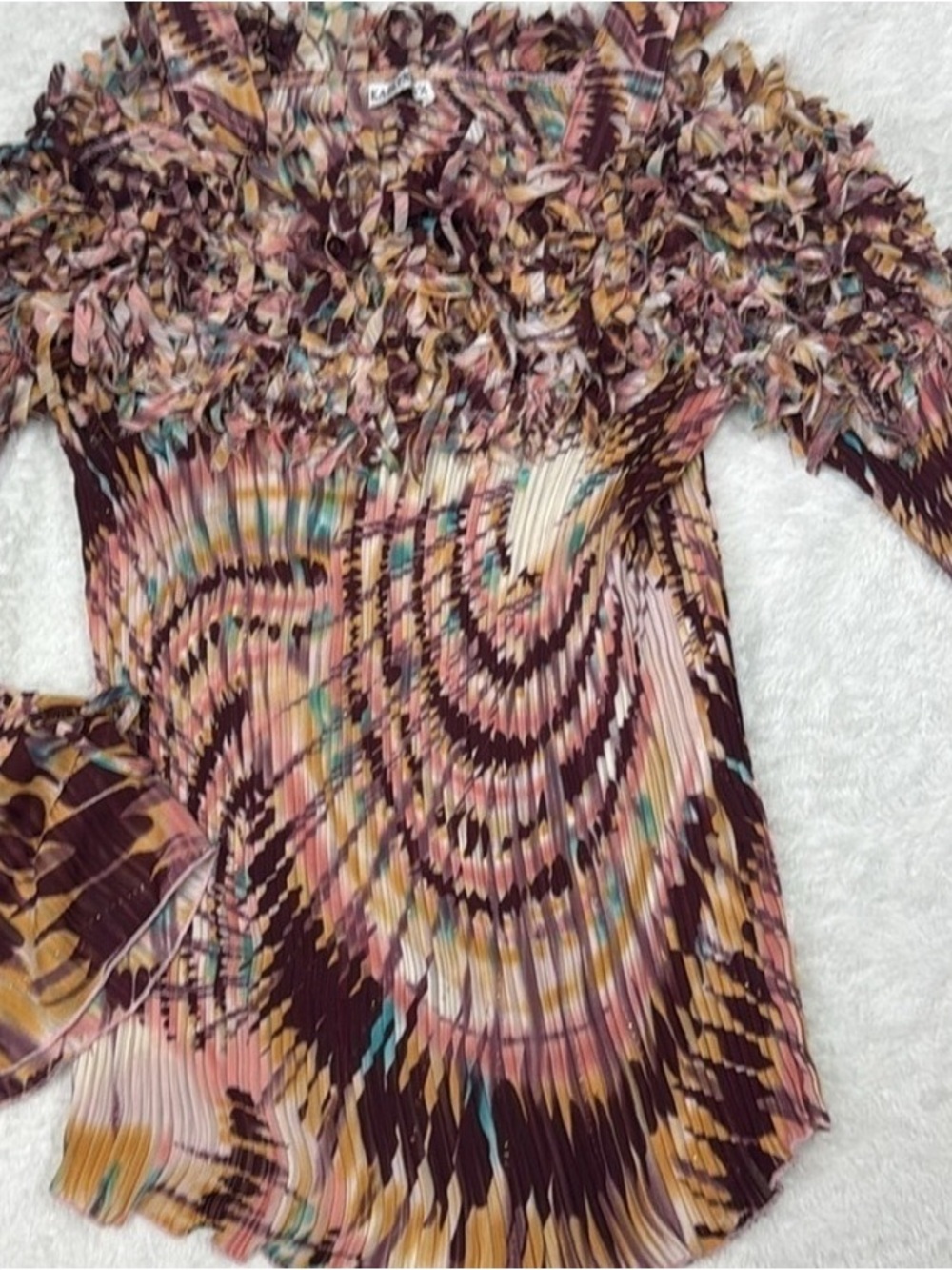 Women Tops - Multicolor Pleated Textured Blouse